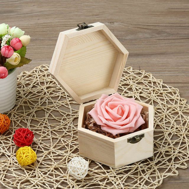 1 pc Wooden Storage Jewelry Box Portable Hexagonal