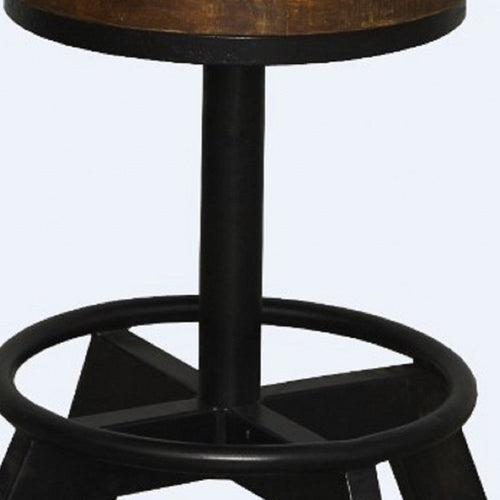 Old School Industrial Dark Wood Stool