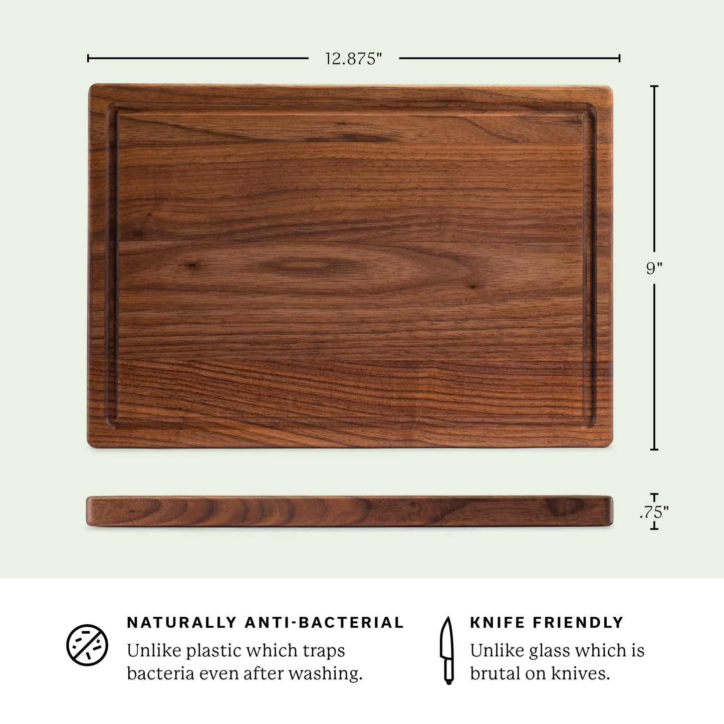 Walnut Wood Cutting Board with Juice Groove (9"x13")