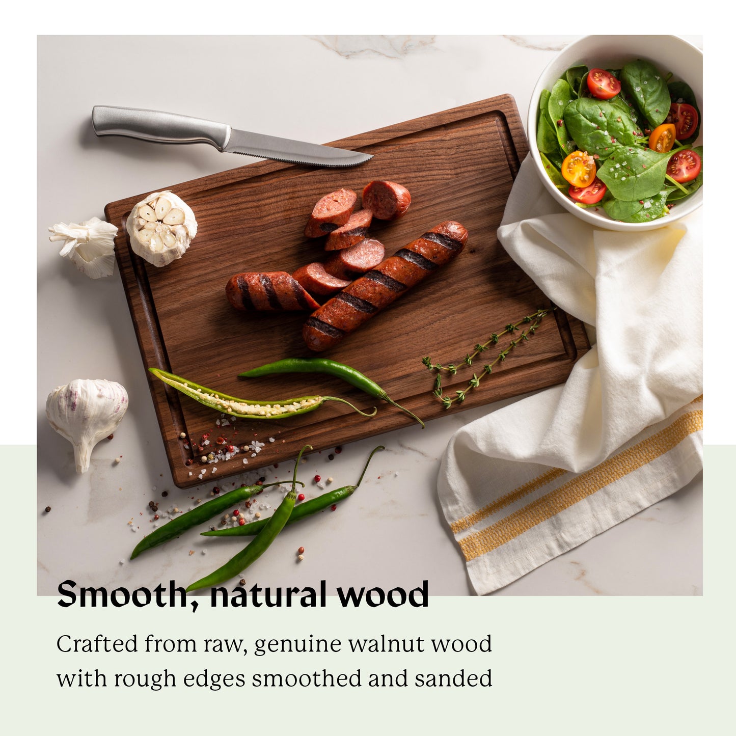 Walnut Wood Cutting Board with Juice Groove (9"x13")