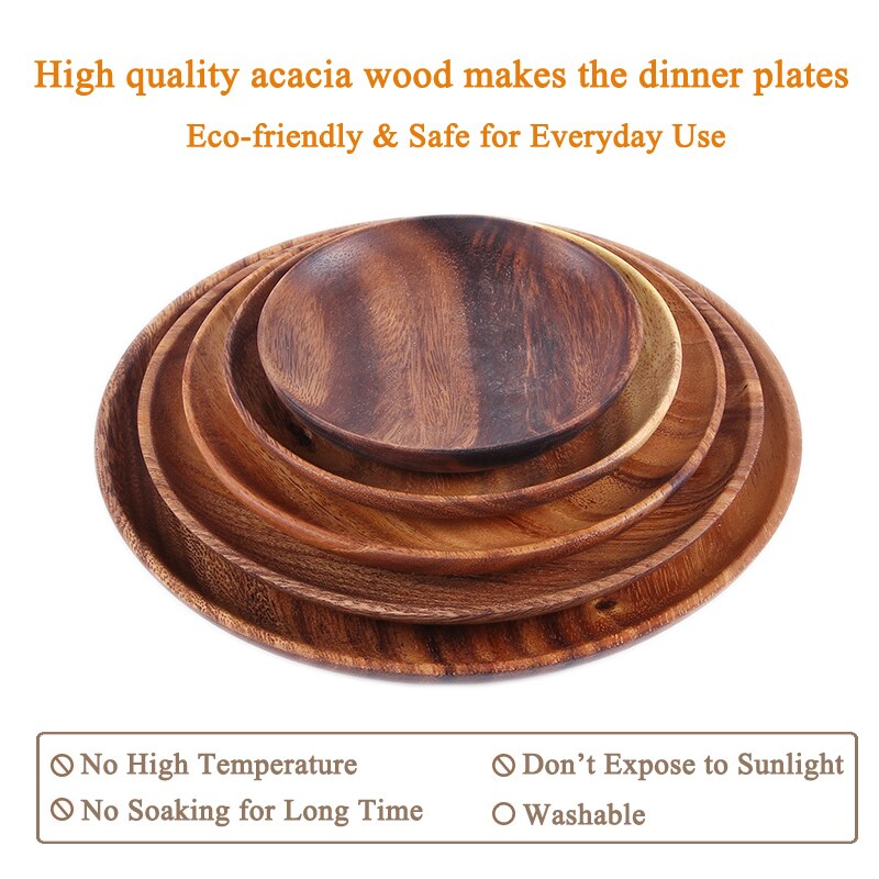 Solid Wood Round Plate